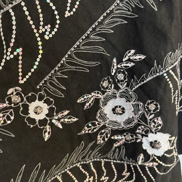 VTG Anne Carson Skirt Sz 10 Silk Linen Embroidered Sequins Festival Fairygrunge - Picture 3 of 15